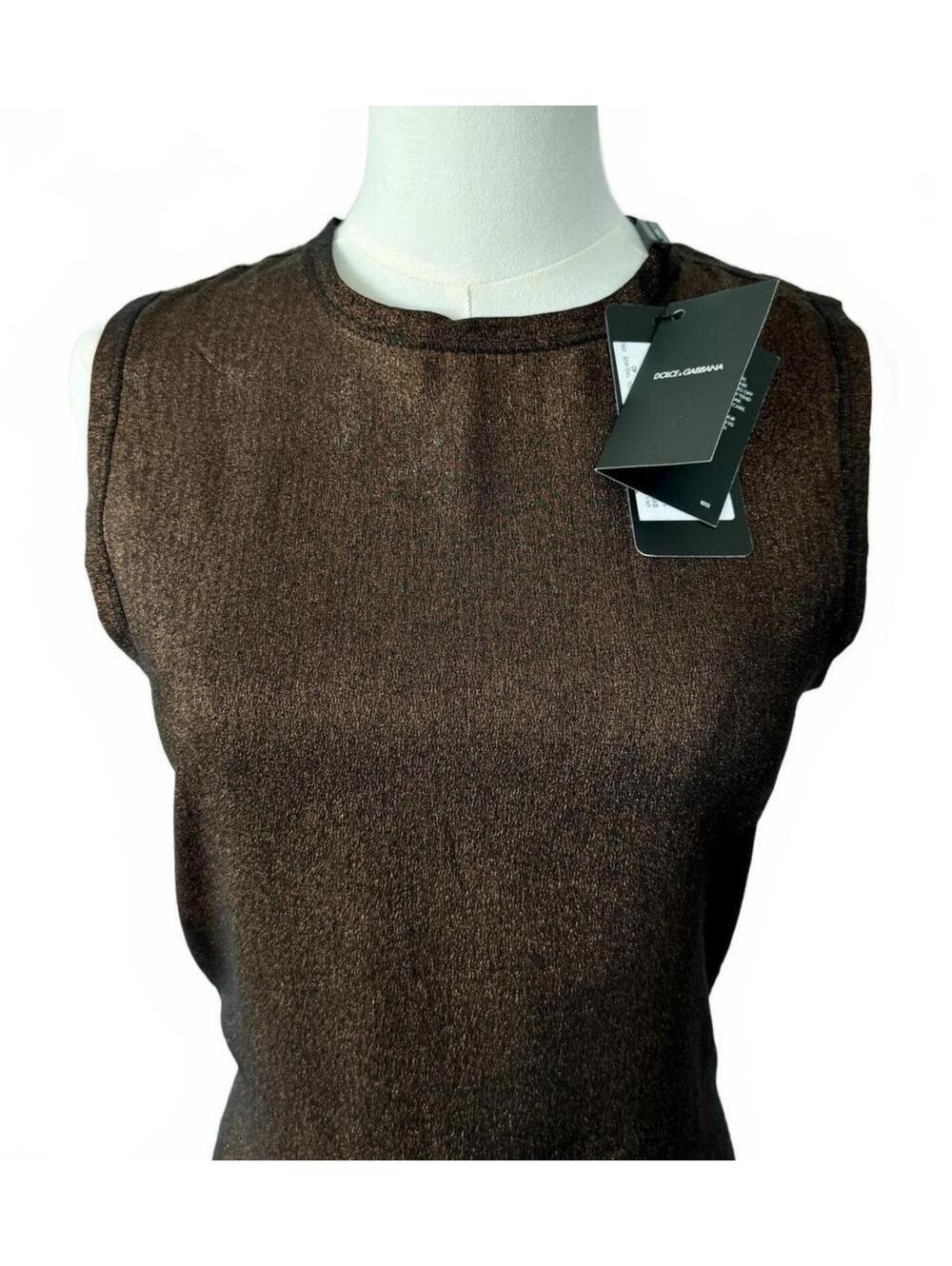 NWT Dolce & Gabbana Silk Metallic Sleeveless Top with Tags IT 40